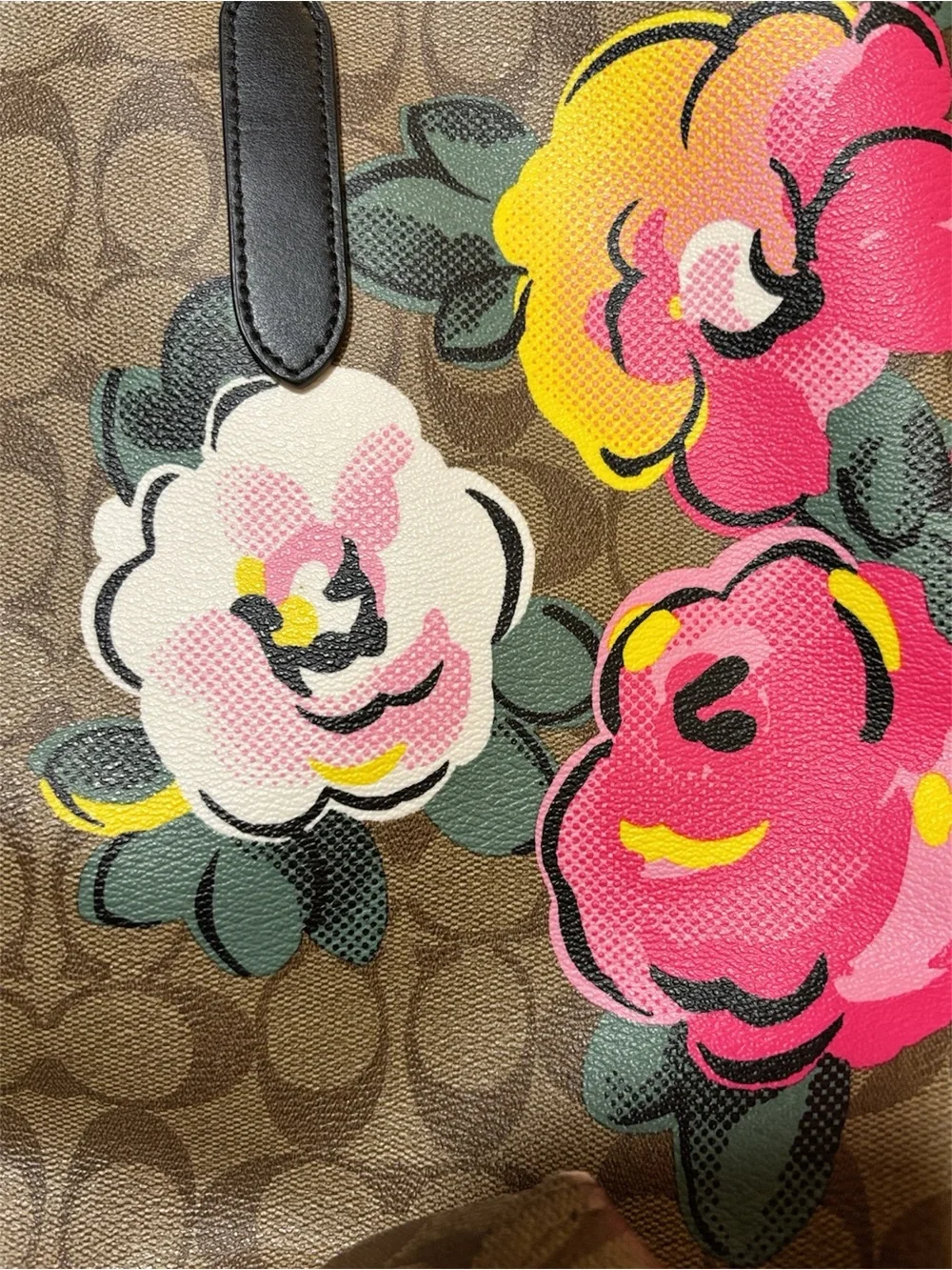 Coach Signature Vintage Rose Print Tote w/Matching Wristlet